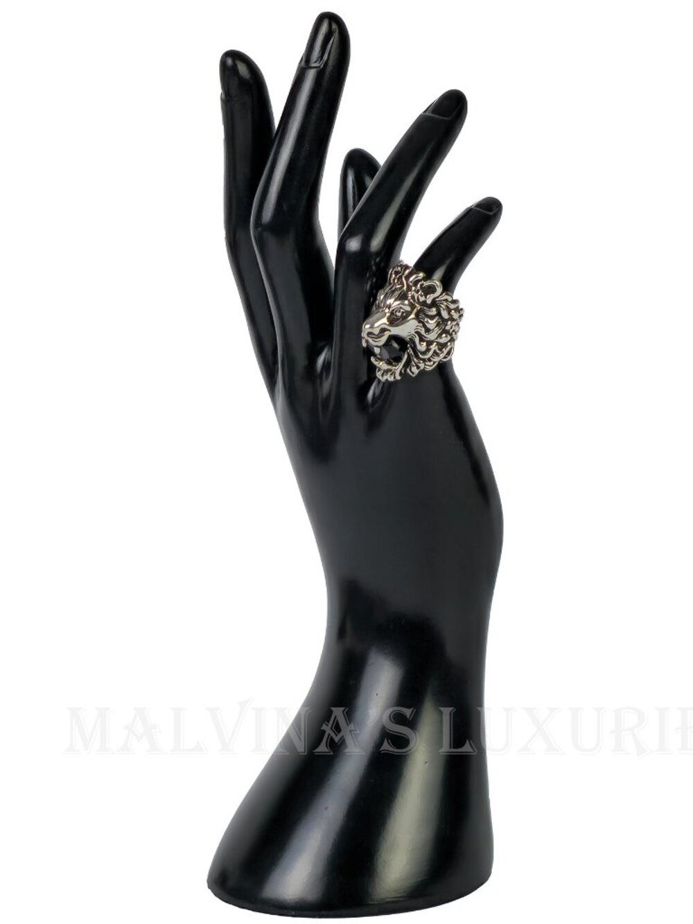 GUCCI RING LION HEAD GEM EMBELLISHED AGED METAL BAND UNISEX sz 8 US 4 1/2 - Picture 4 of 16